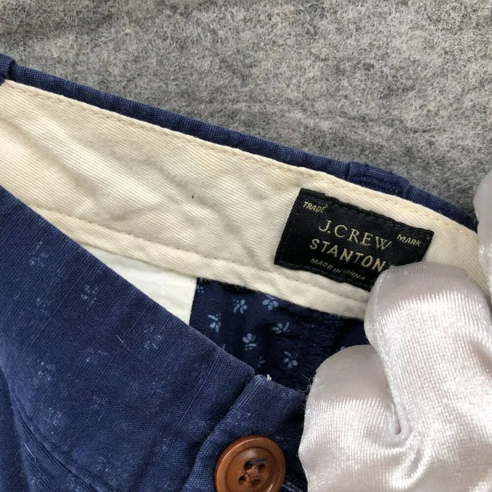 J. Crew Stanton Chino Shorts Mens size 30‎ Blue Printed 9'' Lightweight Cotton